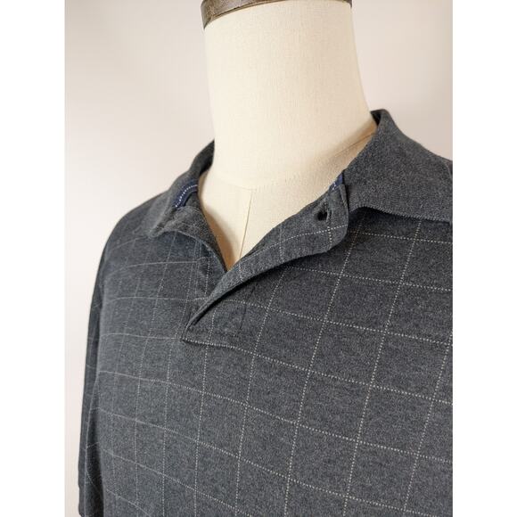 Arrow Mens Large Polo Shirt Collar Golf Casual Short Sleeve Dark Gray 2 Button - Picture 5 of 9